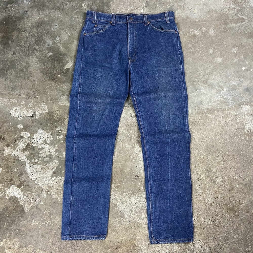 Vintage 80s Levi's 505 Jeans Size 36x33 Blue Denim Medium Wash‎ Orange Tab